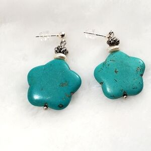 Vtg. Upcycled Turquoise Earrings